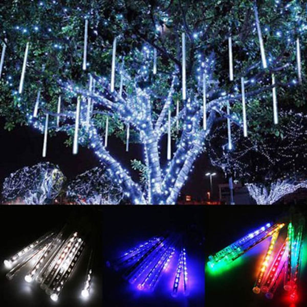 Duschregnljus, 8 rör 144 LED-meteorskurregnljus droppistapp snöfallande slinglampor för utomhusjul Halloween bröllopsfest