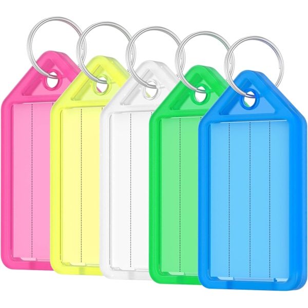 20 stk. nøgletags - nøgletags i plast med linjerede blanke papiretiketter