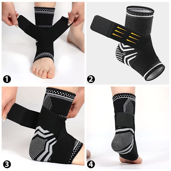 Ankelbandage (1 par) - Kompressionssokker til sport (størrelse L, sort)