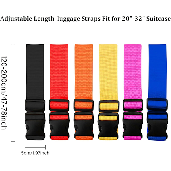 Bagageremmar, Ljusa Justerbara Bagageremmar, TSA-godkända (Blå) 2-pack
