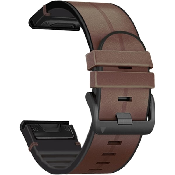 Kompatibel Fenix ​​5-band 22 mm bredd Sticked läder watch