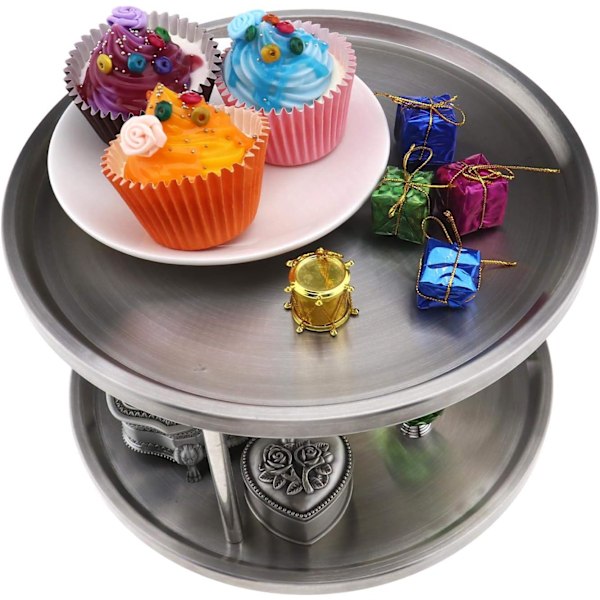 Lazy Spice Rack Turntable 2 Tier Rotating Stainless Steel Use for