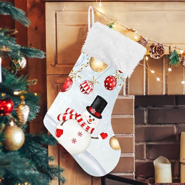 Weihnachtsstrumpf, Personalisierte Weihnachtsstrümpfe 2er Set Weihnachten Weiß Schneemann Kugeln 45,7 cm Xmas Strümpfe Hängende Ornament Kamin fü