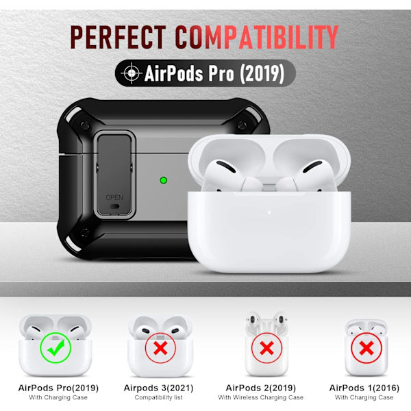 Airpod Pro 2 fodralöverdrag 2022 med Secure Lock Clip