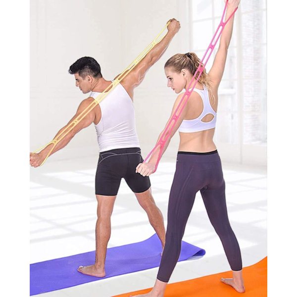 7 ringar stretchövningsband, bärbar silikon elastisk flex yoga stretchband fysisk terapi rehab bälte, hemträning blå