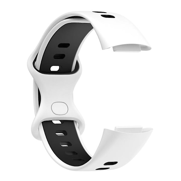 Til Fitbit Charge 5 To-farvet silikoneurrem XUT White Black
