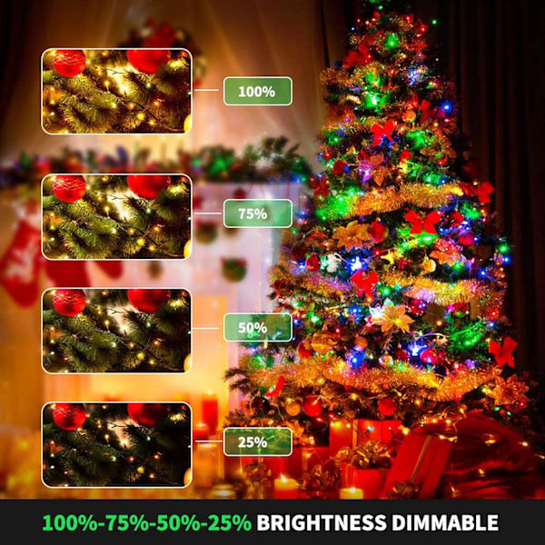 300LED Julgransljus Utomhus Inomhus Slingor 108FT Utbyggbar, 11 Lägen 4 Färger Ändrar Vattentät Twinkle Fairy Lights Fest Varm