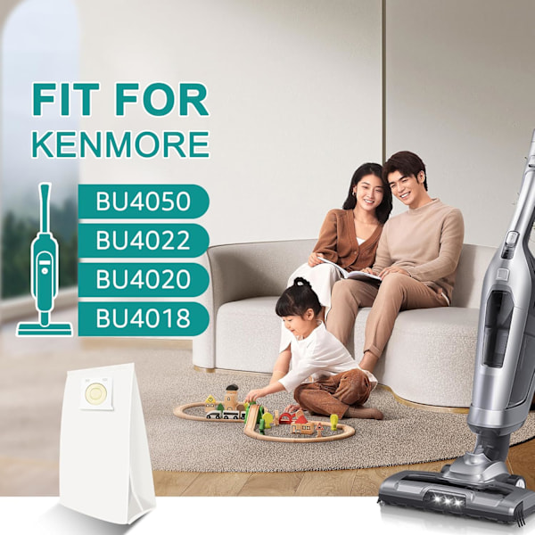 6-pack kompatibla dammsugarpåsar för Kenmore Intuition Upright - Vit