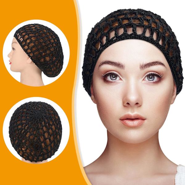 2 stk Mesh Heklet Hårnett Rayon Strikket Snood Lue Kvinner Kort Tykk