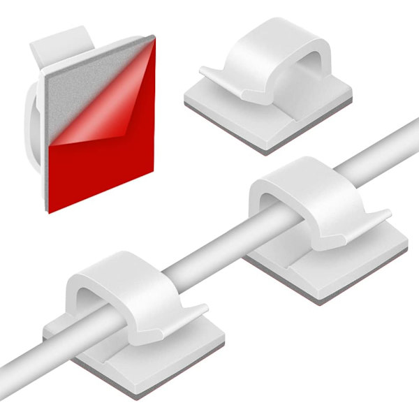Kabelklemme selvklebende, 130 stk kabelklemmer, kabel