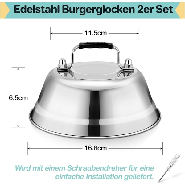 Rustfrie stål burgerklokker - sett med 2