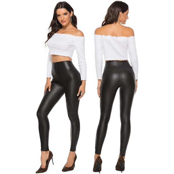 Kvinde Kunstlæder Leggings Bukser PU Elastisk Formgiven Hofte