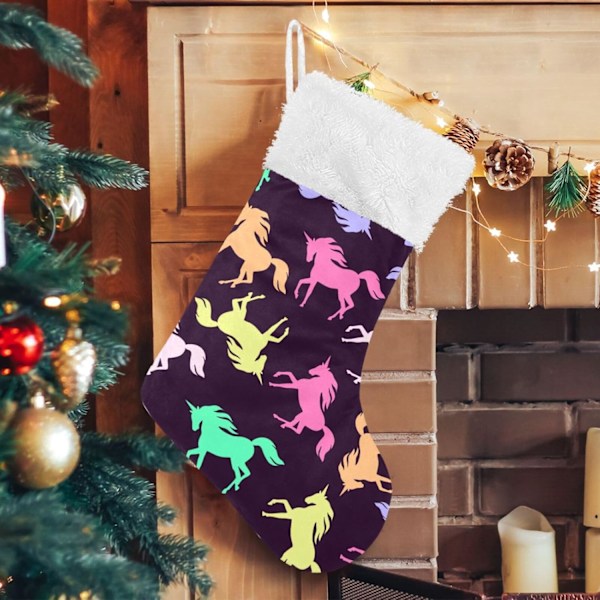 Julklapp, personliga julklappsstrumpor 2-pack Regnbågsmagi Enhörning 45,7 cm Julstrumpor Hängande Ornament Eldstad för Träddekoration