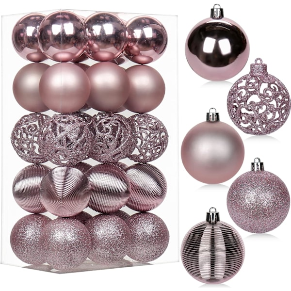 30PCS 2.36" Christmas Ball Ornaments Shatterproof Pink Christmas Tree