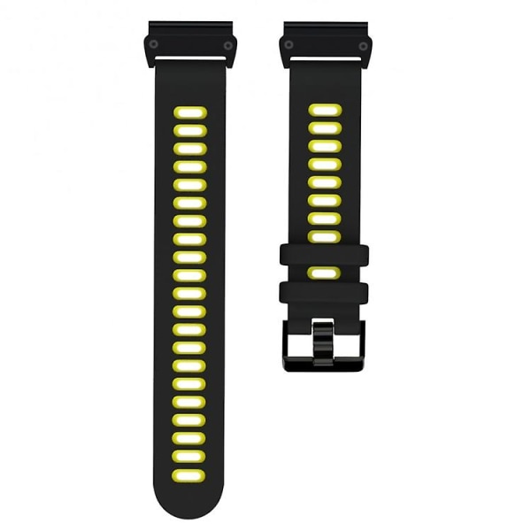 För Garmin Fenix ​​7x tvåfärgad silikon Quick Release Watch Band QFF Black Yellow