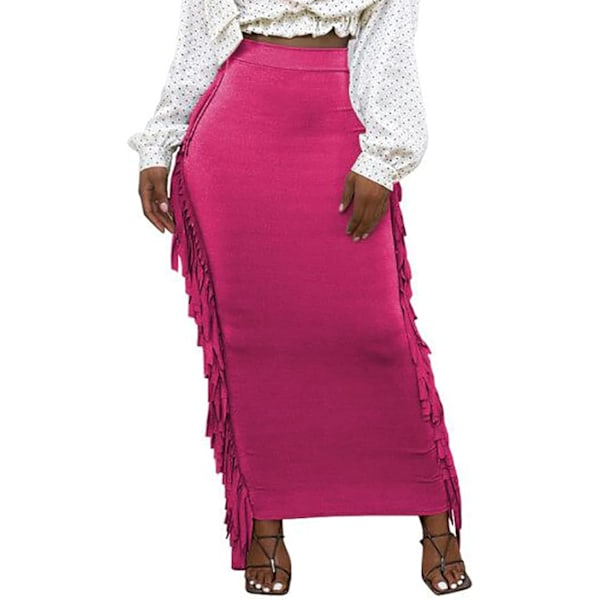 Kvinners elastiske midje slanke bodycon side dusker lang maxi blyantskjørt