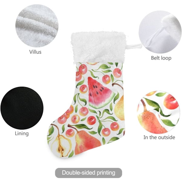 Julklapp, personliga julklappsstrumpor 2-pack blad päron körsbär vattenmelon 45,7 cm julstrumpor hängande prydnad spis för