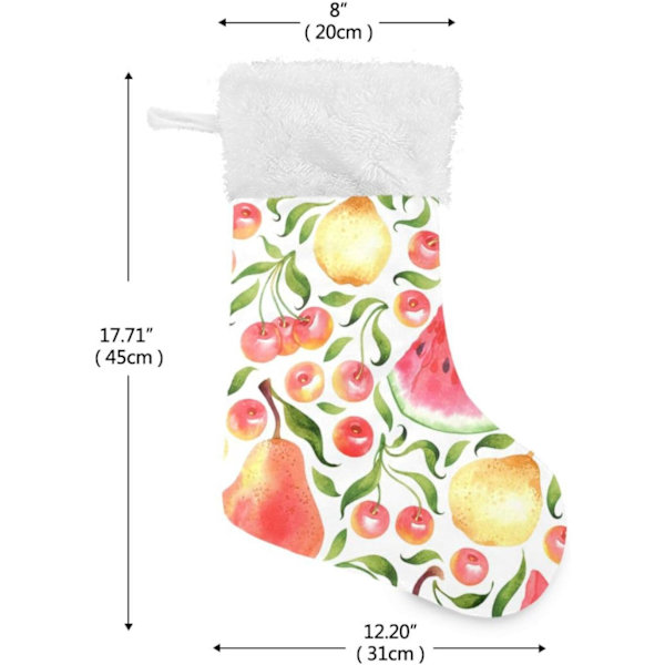 Julklapp, personliga julklappsstrumpor 2-pack blad päron körsbär vattenmelon 45,7 cm julstrumpor hängande prydnad spis för