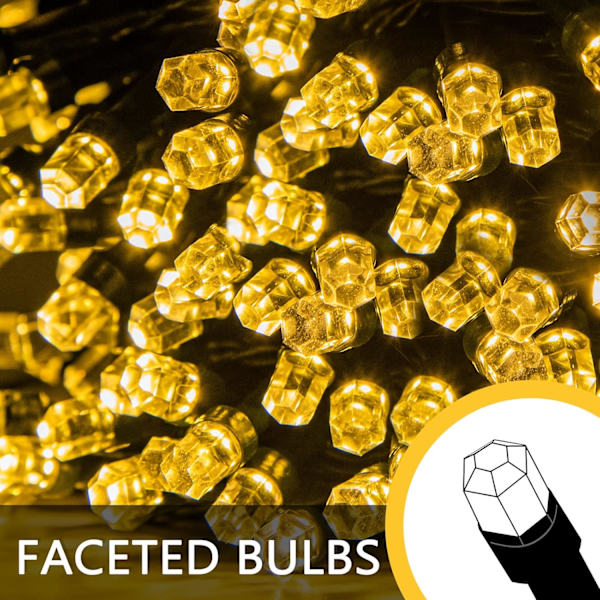Julelys Varm Hvit, 2 Pakke 200 Led Utendørs Julelys for Hus, 66ft Vanntett Julelyskjede Plugg inn med 8 Moduser