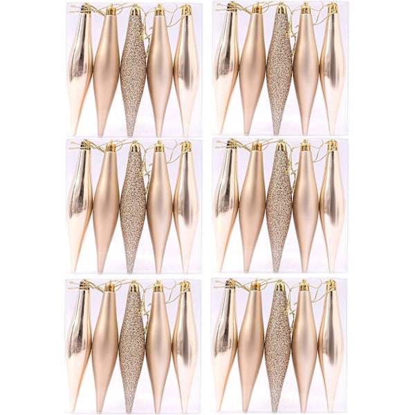 Julefinial dråpepynt 30PCS/6Set Uknuselig julekule anheng