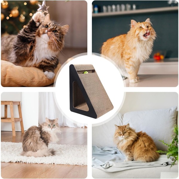 Kattklösleksak, rampformad triangulär klösstolpe för kattunge - husdjurstillbehör, slitstark vertikal kattklösare med boll för små, medelstora,