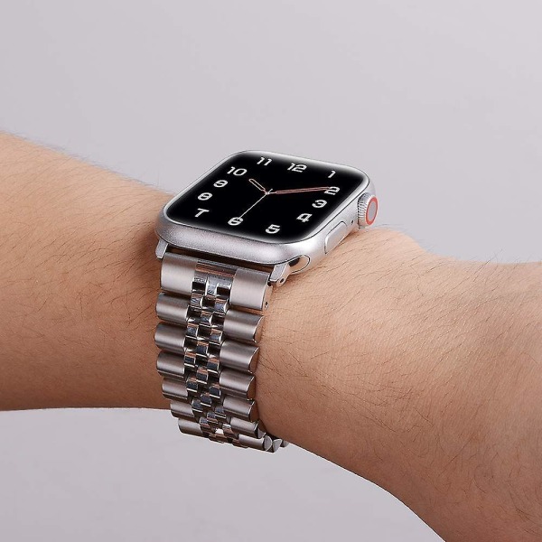 Metallrem för Apple Watch 49mm 40mm 41mm 42mm 44mm 45mm Rostfritt stål Lyxrem Tillbehör för Iwatch 8 7 6 5 4 3 2 Se Silver For 38mm 40mm 41mm