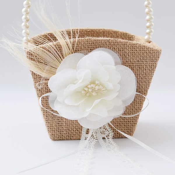 2 stk. Burlap Blomsterpikekurver til bryllup - Romantisk bryllupsblomster