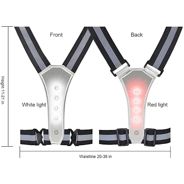 LED Reflekterende Løbevest. Høj Synlighed Advarselslys til