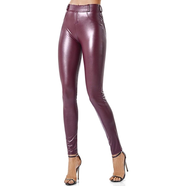 Kvinnors Leggings i konstläder Byxor PU Elastiskt formande höft