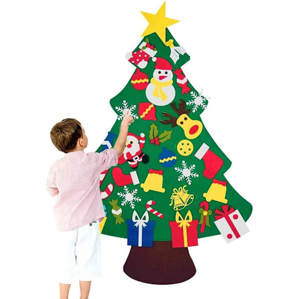 Filt julgran Set 20st Ornament Väggdekor för barn julklapp