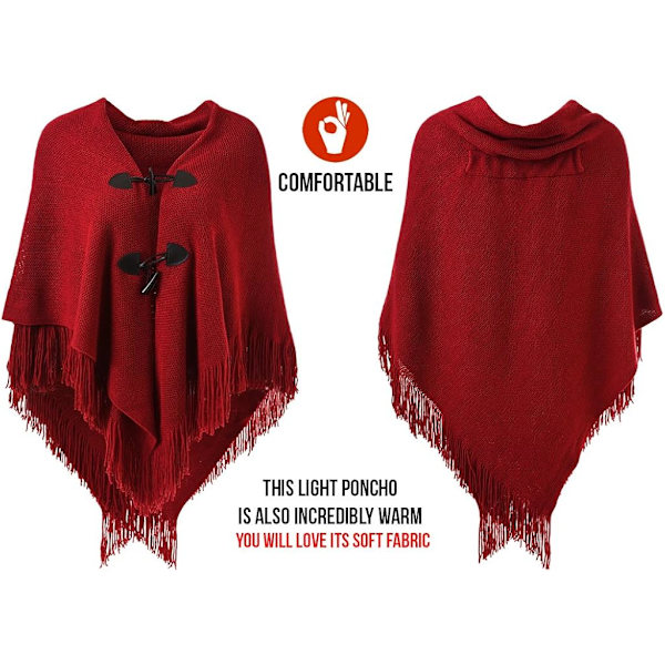 Snygg Hornknapp Rutig Poncho V-ringning, V-fåll