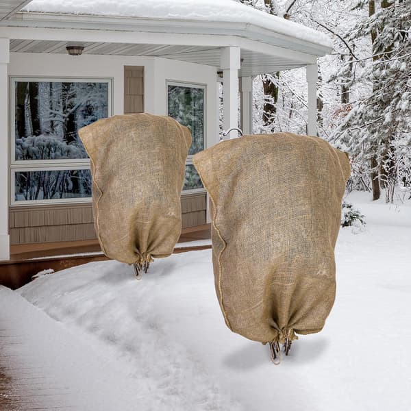8-pack Vintervävväxtskyddspåsar 60 x 100 cm Stora vävsäckar Växtfilt med dragsko Återanvändbar Varm växtfrostduk Köldskydd