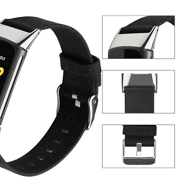 För Fitbit Charge 5 Nylon Canvas Watch Band JRT Black