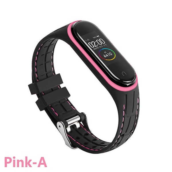 Silikonarmband för Xiaomi Mi Band 6 7 5 3 4 Tillbehör Sport Armband Ersättningsband Correa Armband Mi Band 7 6 Nfc Armband Pink-A Mi band 3 4