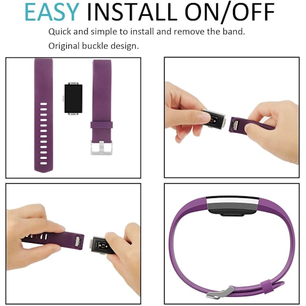 For fitbit Charge 2-reimer - Justerbare sportsarmbånd for kvinner/menn, små/store (2-pakning)