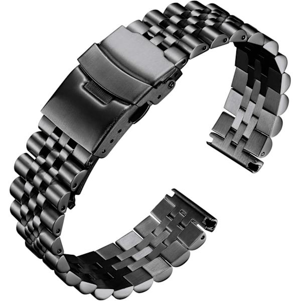 Rustfrit urrem i rustfrit stål til herreur og dameure med dobbelt foldelås - 18mm 20mm 22mm 24mm 26mm i sølv,