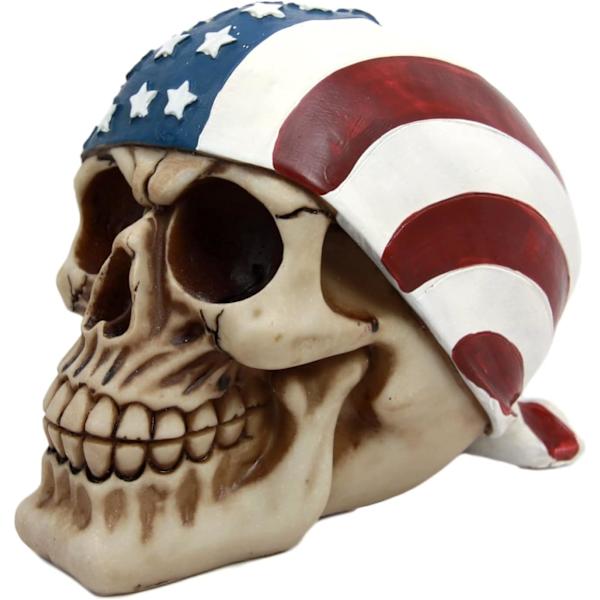 Ebros Gave Patriotisk Amerikansk Flag Stjerne Spangled Banner Bandana Biker Skull Dekorativ Figur Macabre Samleobjekt 4. Juli Frihed Uafhængighed
