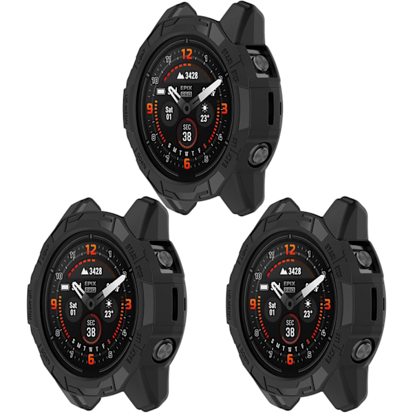 3-pack Klockfodral Skyddstillbehör Kompatibla med Garmin Fenix 7X Sapphire Solar 51mm Smartwatch (Svart+Svart+Svart) Svart+Svart+Svart