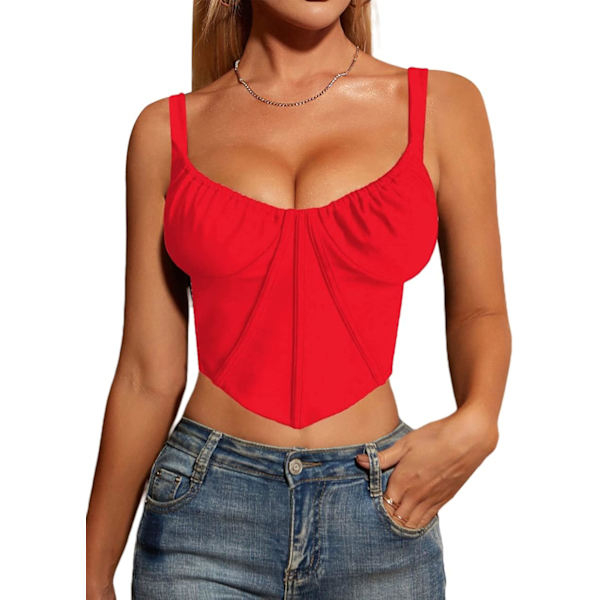 Kvinnors sommar ärmlös bustier crop top scoop urringning asymmetrisk fåll tank