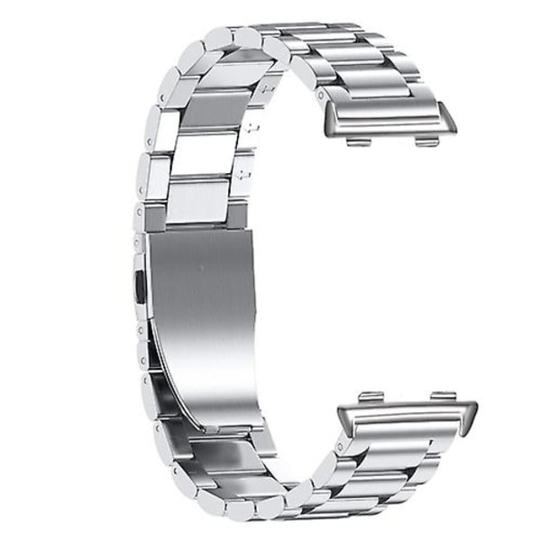 För Oppo Watch 41mm Tre-pärlor Stål Klockarmband NPW Silver