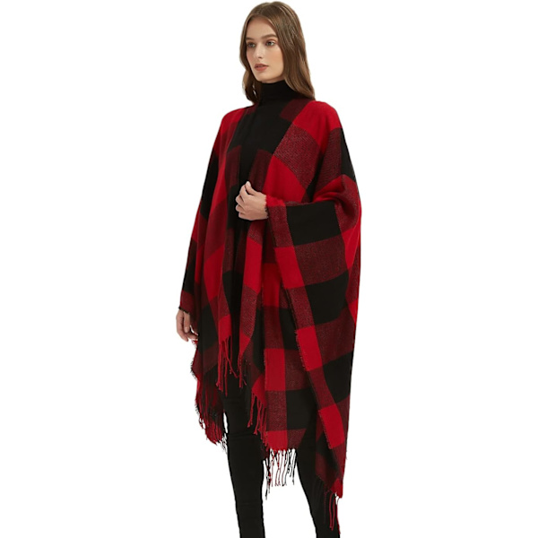 Tryckt tofsponcho cape dam höst/vinter filt sjal wrap