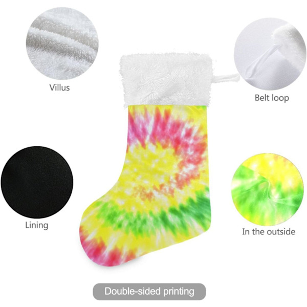 Julklapp, personliga julklappsstrumpor 2-pack Regnbåge Tie Dye Swirl Pride Mönster 45,7 cm Julstrumpor Hängande Ornament Eldstad