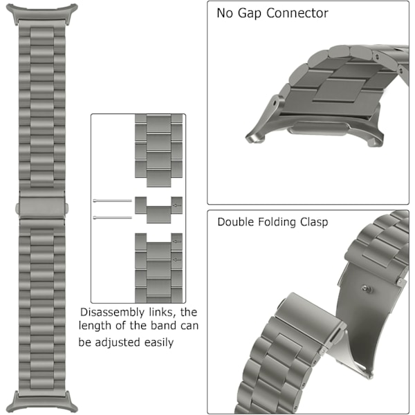 No Gap Bands Kompatibel med   Galaxy Watch Ultra Band 47mm, 22mm Metallrem Galaxy Watch Ultra Band för Kvinnor Män, Grå Titan Grå Titan