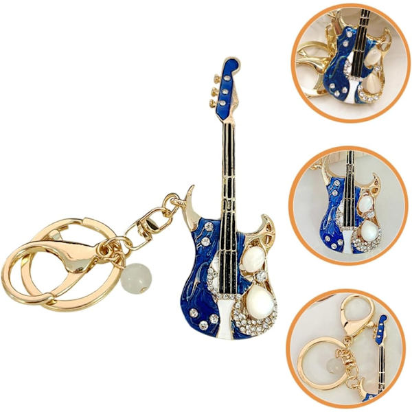 4 stk. Guitar nøglering nøgledekoration Guitar nøglering taske hængende dekoration Sjov nøglering nøglering pung hængende ornament nøglering instrument nøglering