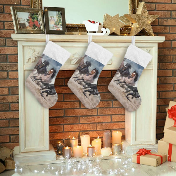 Julklapp, personliga julklappsstrumpor 2-pack Häst Djur Häst 3 18 tum Julstrumpor Hängande Ornament Eldstad för träddekoration