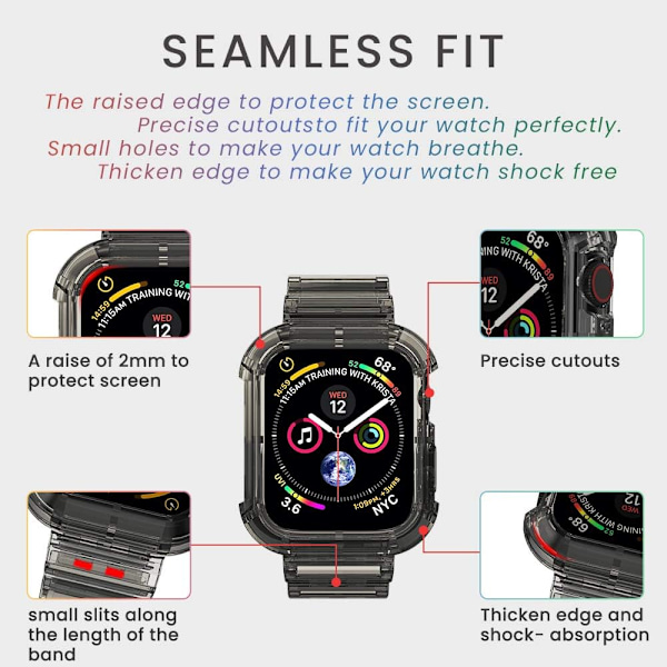 Klar urrem til Apple Watch 38mm 40mm 41mm 42mm 44mm 45mm Jelly