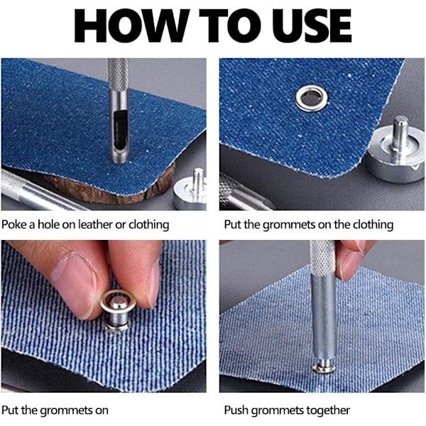 100 st metall mässing öljetter kit - för skor, kläder och läderprojekt