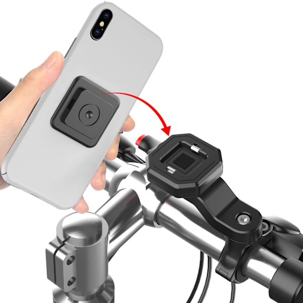 Cykel Telefonholder - Aluminium Styrklemme, Hurtig Udløsning til MTB/Road/E-Bike (Sort, Serie C-1)