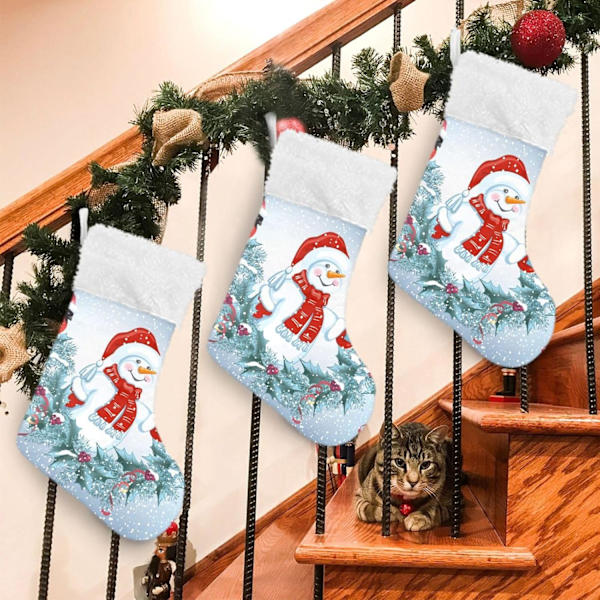Julklapp, Personliga Julklappsstrumpor 2-pack Snögubbe Jultomte Girlang Gimpel 18 tum Xmas Strumpor Hängande Ornament K