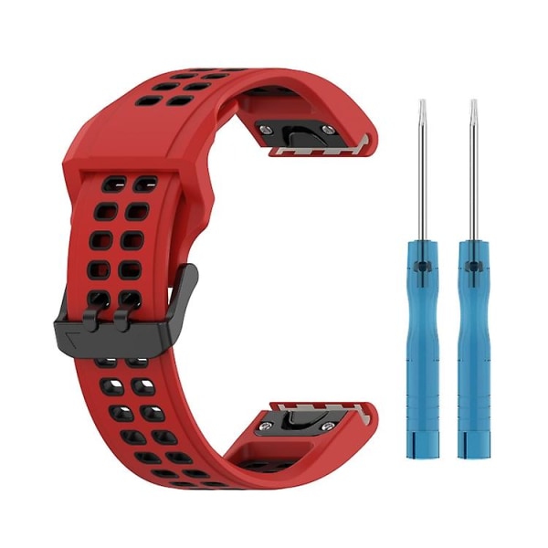 Tvåfärgat silikonarmband för Garmin Fenix 7s / 6s / 5s ORD Red Black